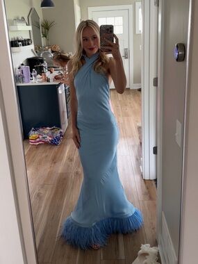 Show Me Your MuMu Blue Custom Jasmine Halter Maxi Dress